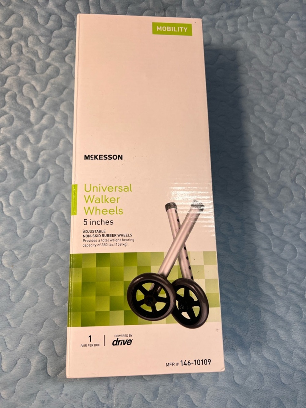 McKesson Universal Walker Wheels - 5" Black with Lime Accent